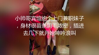 小帅哥宾馆约个上门兼职妹子，身材很苗条阴毛浓密，插进去几下就开始呻吟浪叫