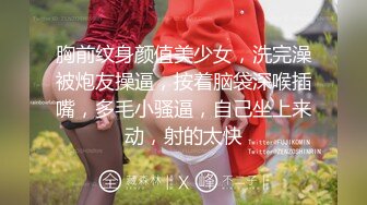 胸前纹身颜值美少女，洗完澡被炮友操逼，按着脑袋深喉插嘴，多毛小骚逼，自己坐上来动，射的太快